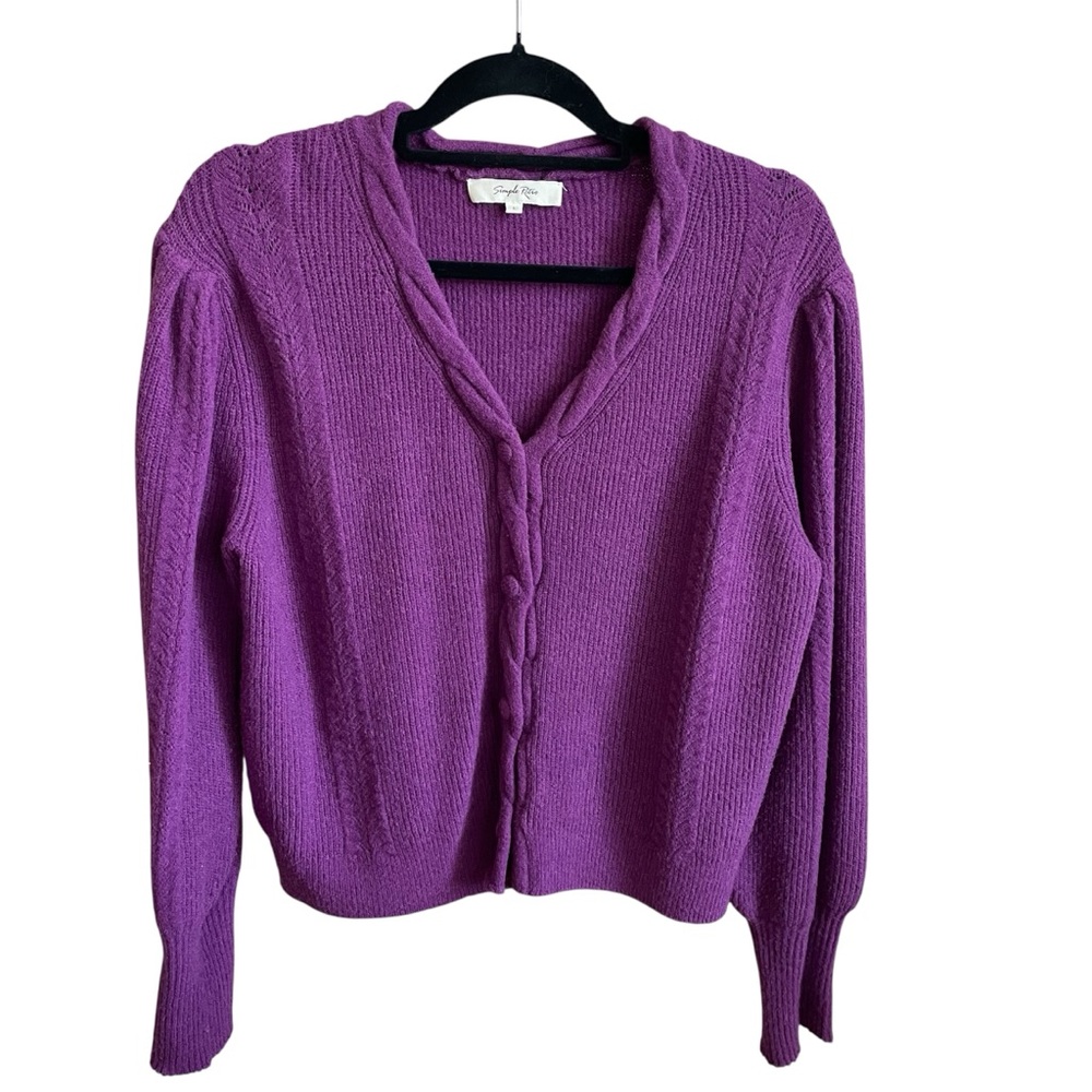 Simple Retro Women’s Purple Sweater Cardigan Size S